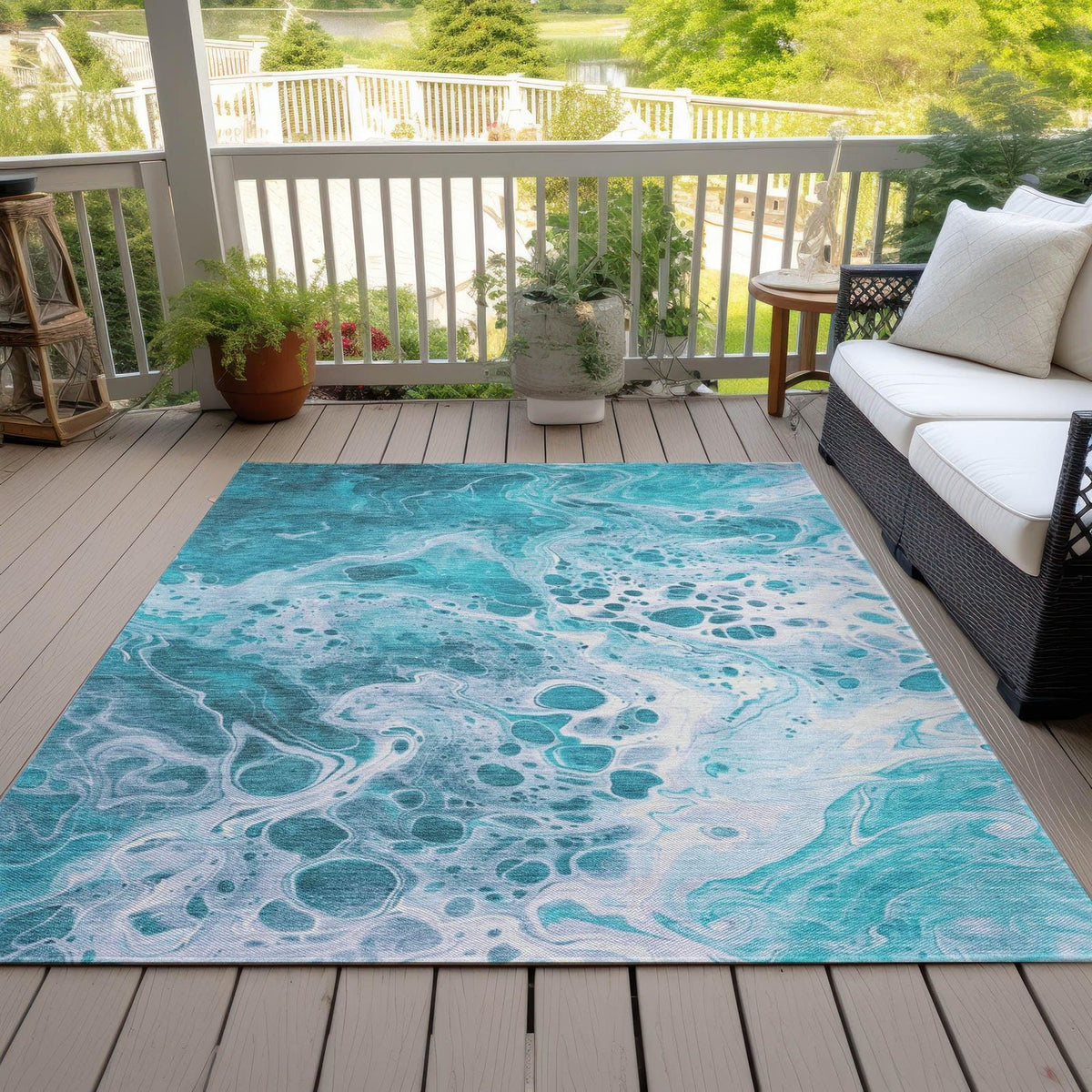 Addison Rugs Faerara Teal Washable Indoor-Outdoor Rug