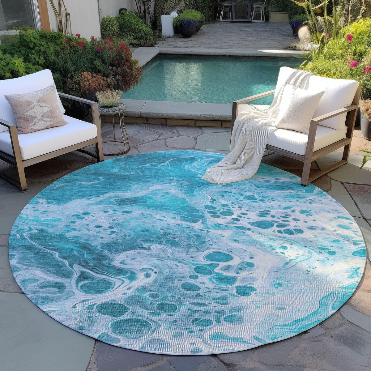 Addison Rugs Faerara Teal Washable Indoor-Outdoor Rug