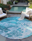 Faerara Teal Washable Indoor-Outdoor Rug
