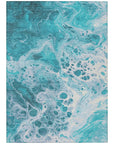 Faerara Teal Washable Indoor-Outdoor Rug