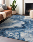 Faeras Blue Washable Indoor-Outdoor Rug