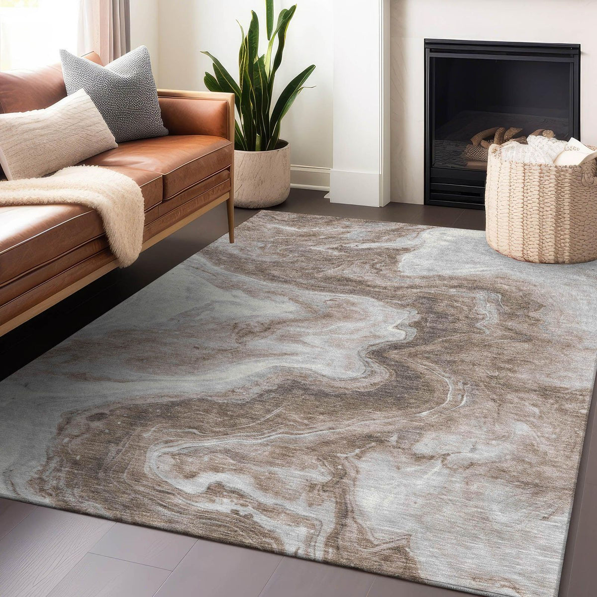 Addison Rugs Faeras Brown Washable Indoor-Outdoor Rug