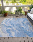 Faerel Blue Washable Indoor-Outdoor Rug