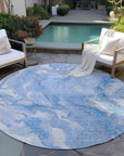 Faerel Blue Washable Indoor-Outdoor Rug