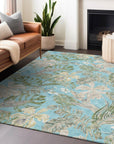 Addison Rugs Faereth Teal Washable Indoor-Outdoor Rug