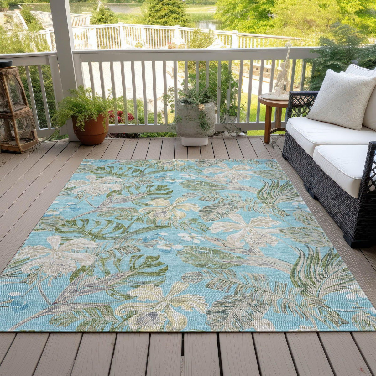 Addison Rugs Faereth Teal Washable Indoor-Outdoor Rug