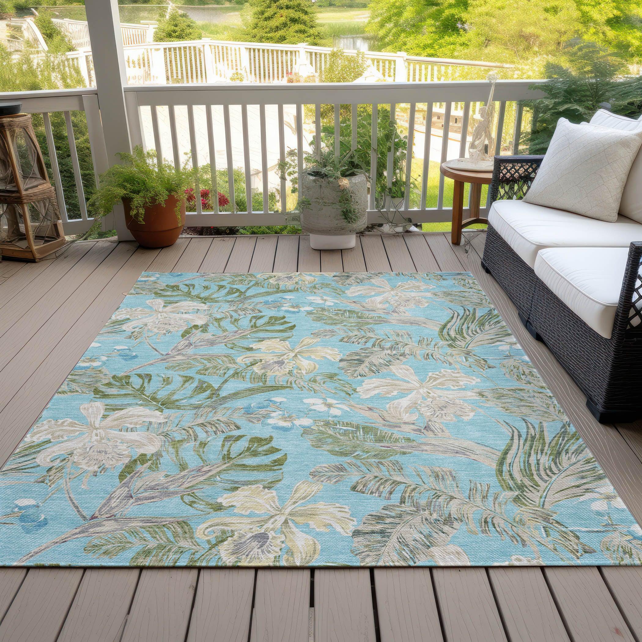 Addison Rugs Faereth Teal Washable Indoor-Outdoor Rug