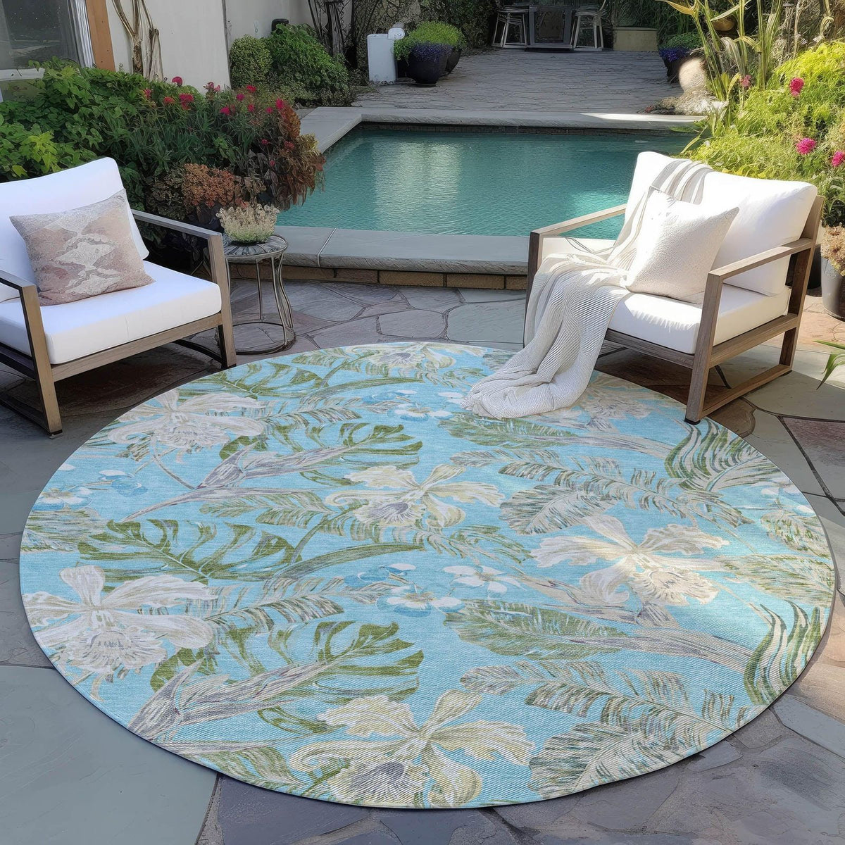 Addison Rugs Faereth Teal Washable Indoor-Outdoor Rug