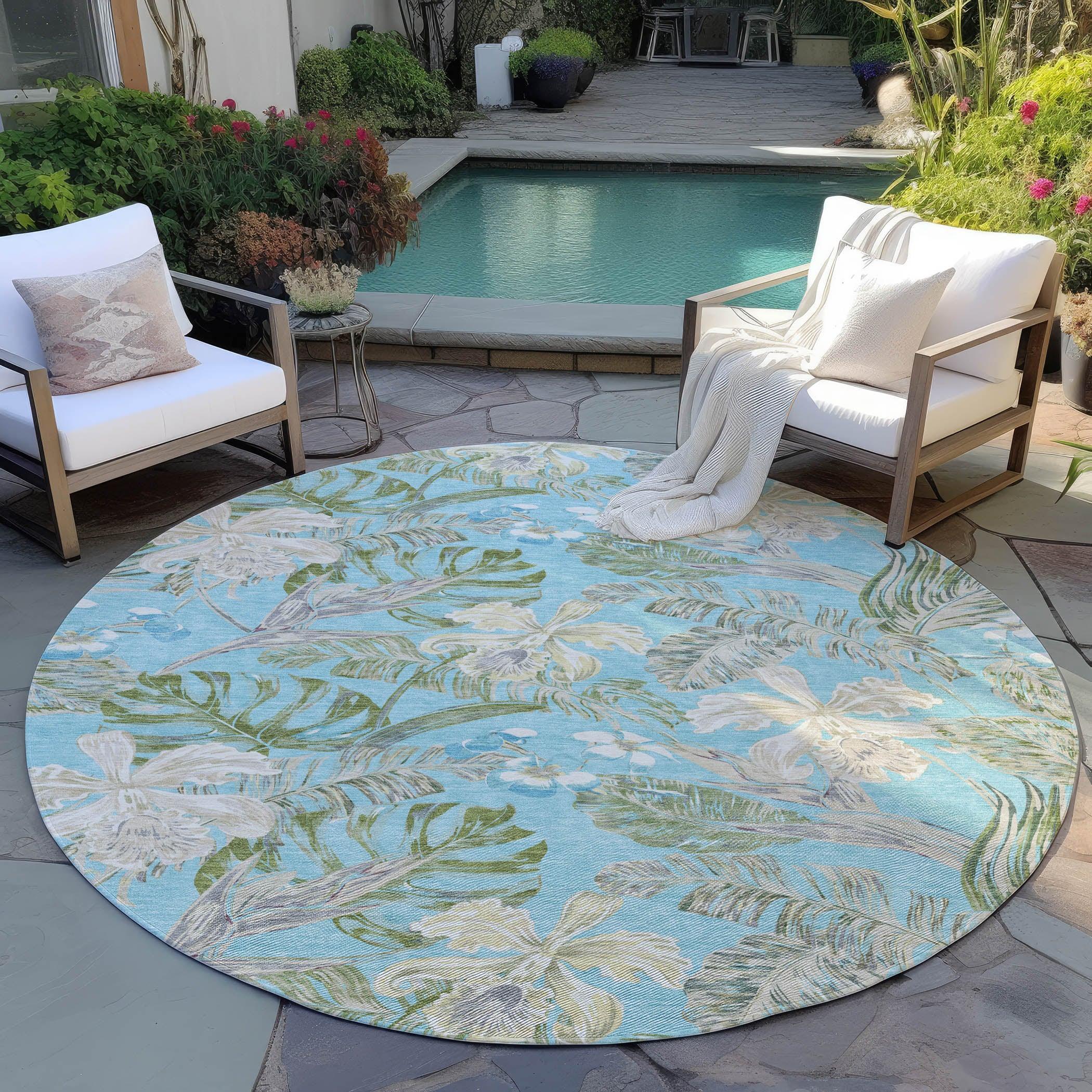 Addison Rugs Faereth Teal Washable Indoor-Outdoor Rug