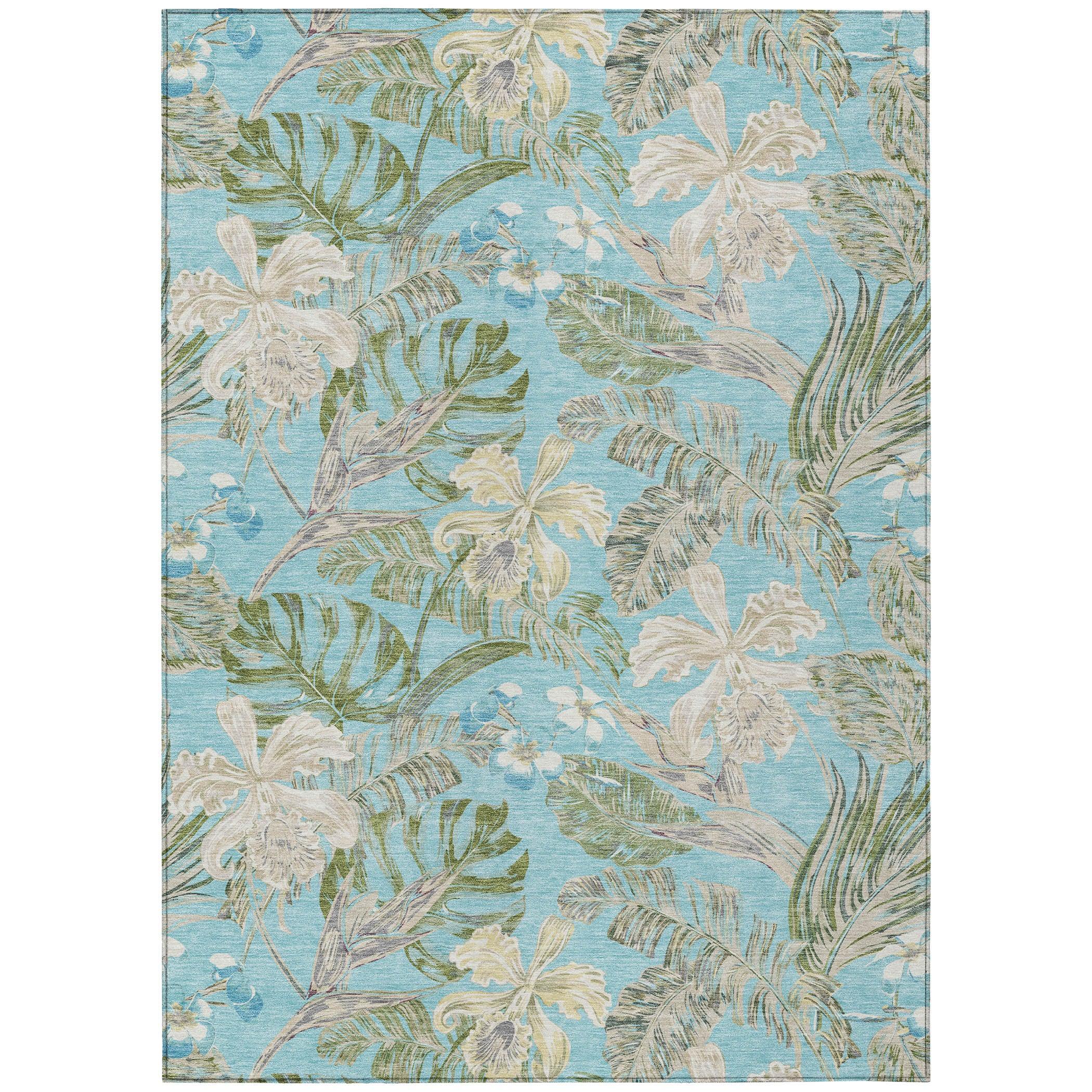 Addison Rugs Faereth Teal Washable Indoor-Outdoor Rug