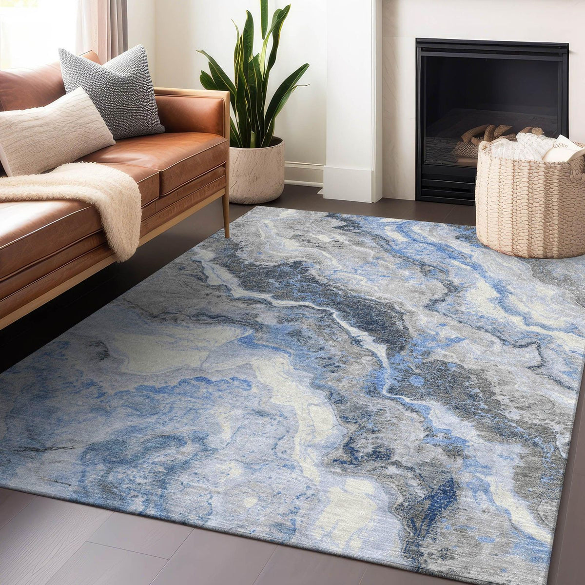 Addison Rugs Faeriel Blue Washable Indoor-Outdoor Rug