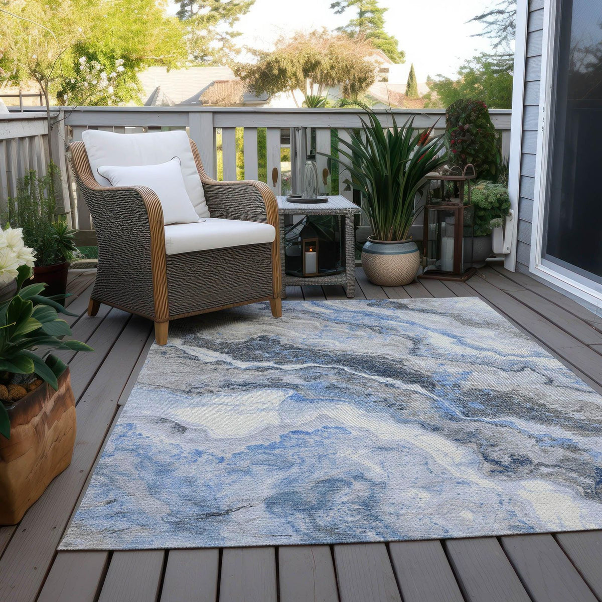 Addison Rugs Faeriel Blue Washable Indoor-Outdoor Rug