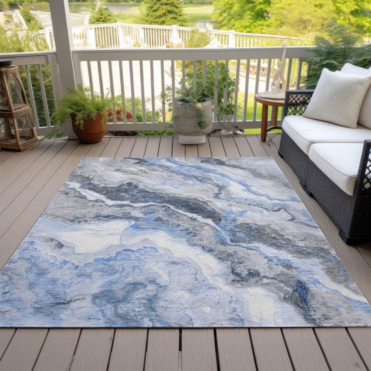 Addison Rugs Faeriel Blue Washable Indoor-Outdoor Rug