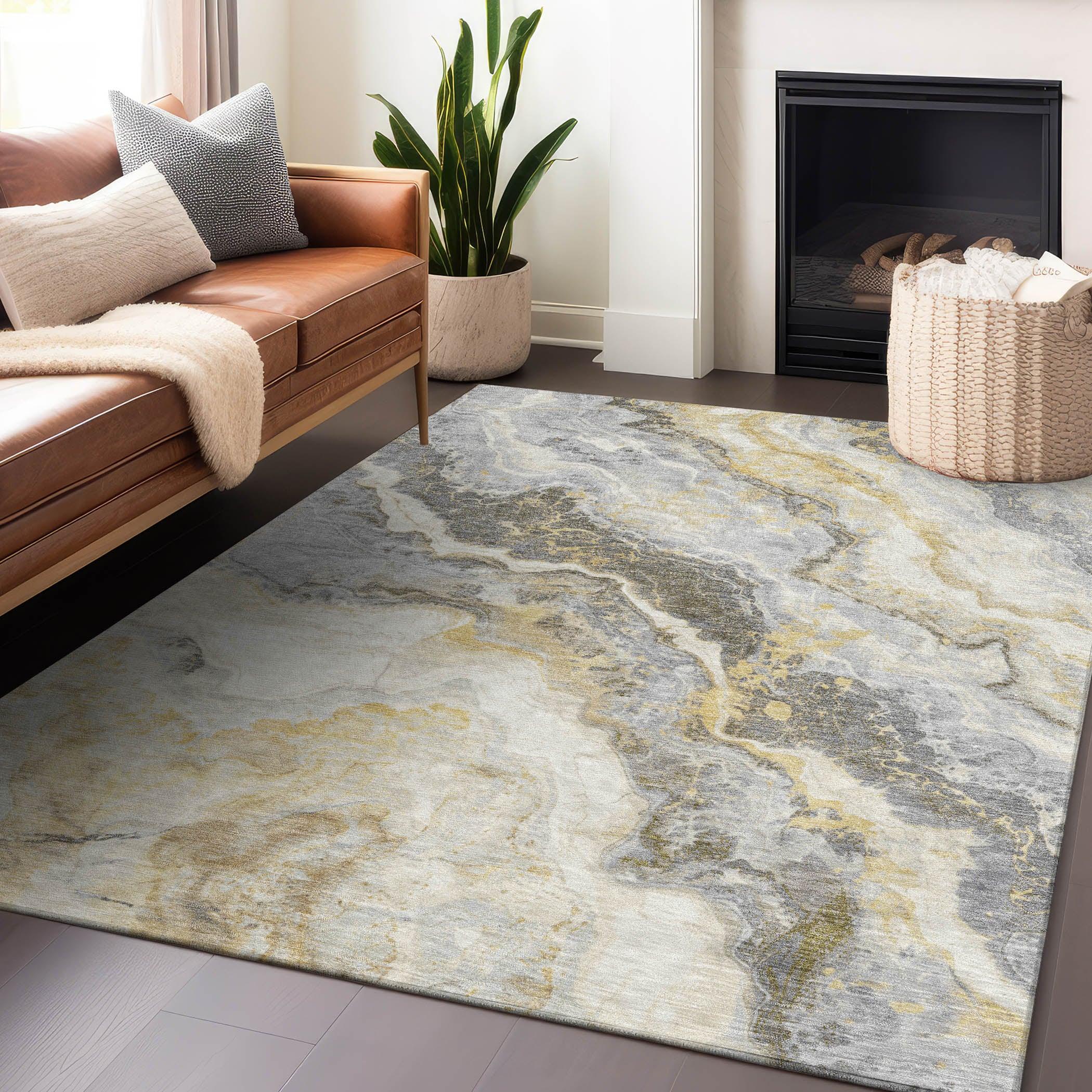 Addison Rugs Faeriel Gold Washable Indoor-Outdoor Rug