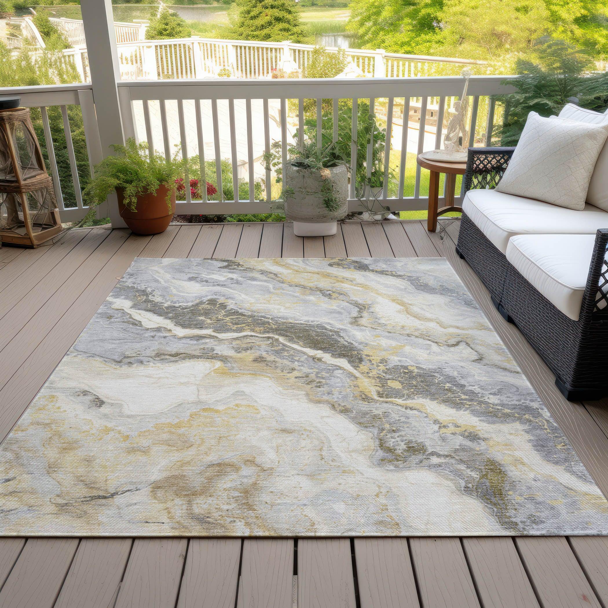 Addison Rugs Faeriel Gold Washable Indoor-Outdoor Rug