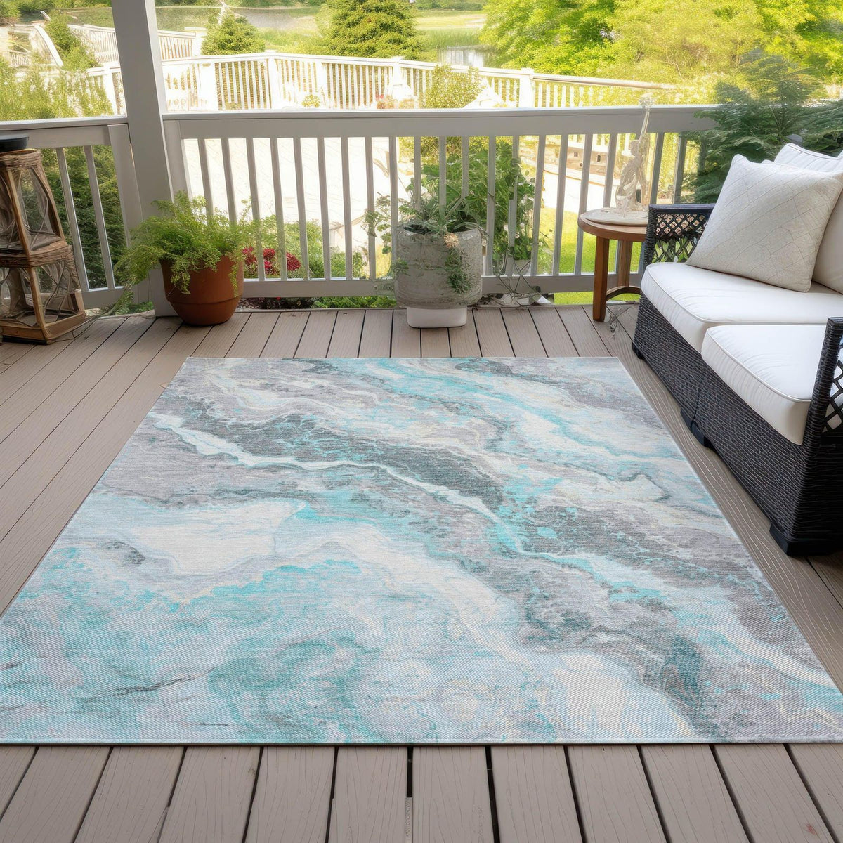 Addison Rugs Faeriel Teal Washable Indoor-Outdoor Rug