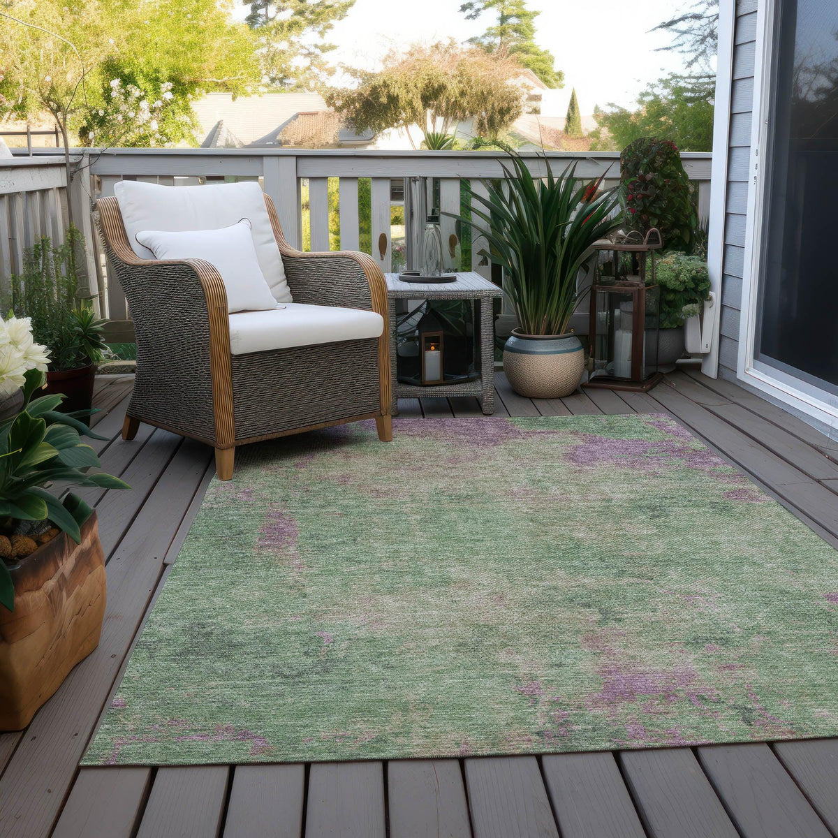 Addison Rugs Faerion Green Washable Indoor-Outdoor Rug