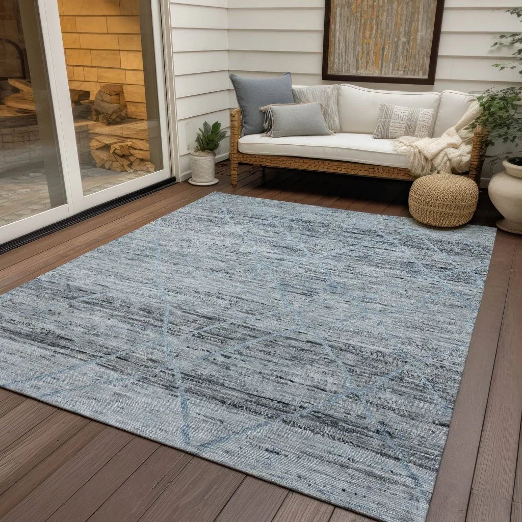 LOOMLAN Rugs Flamara Blue Washable Indoor-Outdoor Rug