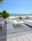 LOOMLAN Rugs Flamara Blue Washable Indoor-Outdoor Rug