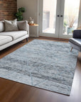 LOOMLAN Rugs Flamara Blue Washable Indoor-Outdoor Rug