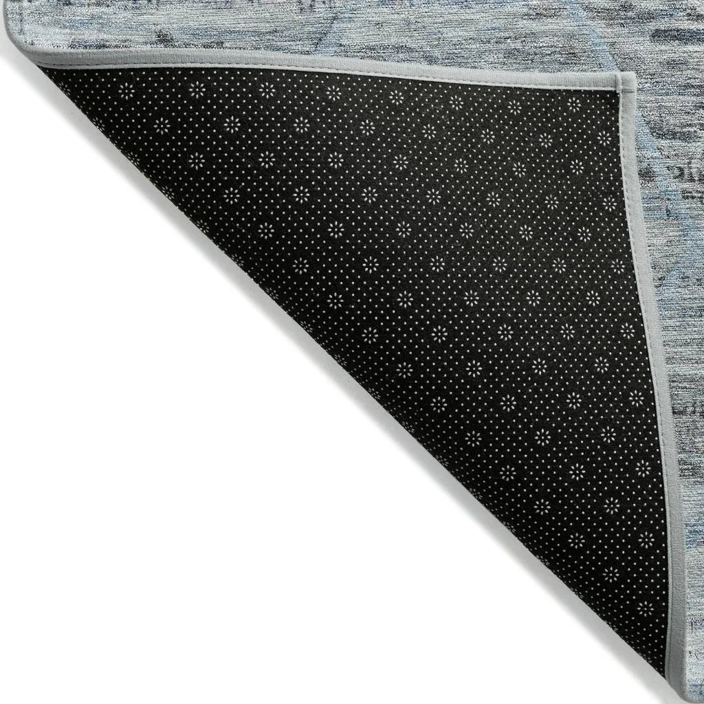 LOOMLAN Rugs Flamara Blue Washable Indoor-Outdoor Rug