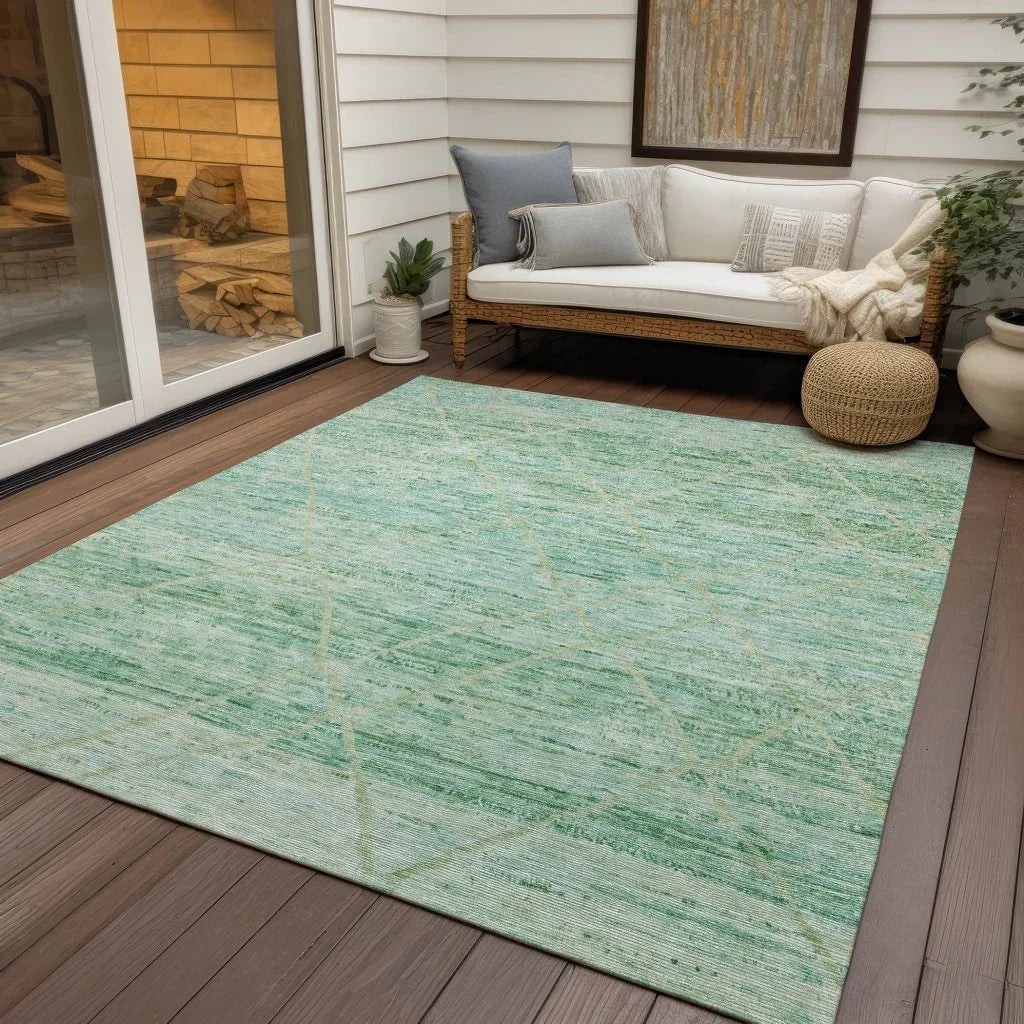 LOOMLAN Rugs Flamara Green Washable Indoor-Outdoor Rug
