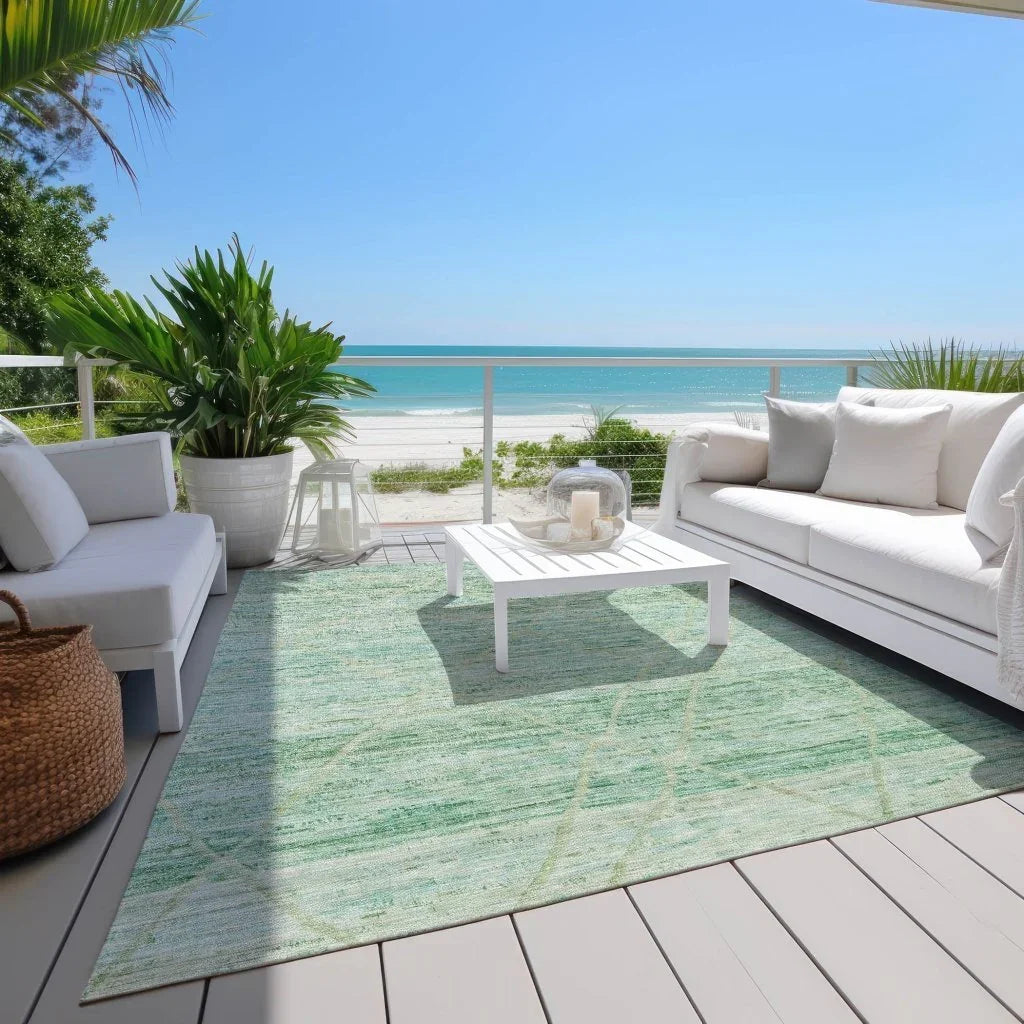 LOOMLAN Rugs Flamara Green Washable Indoor-Outdoor Rug