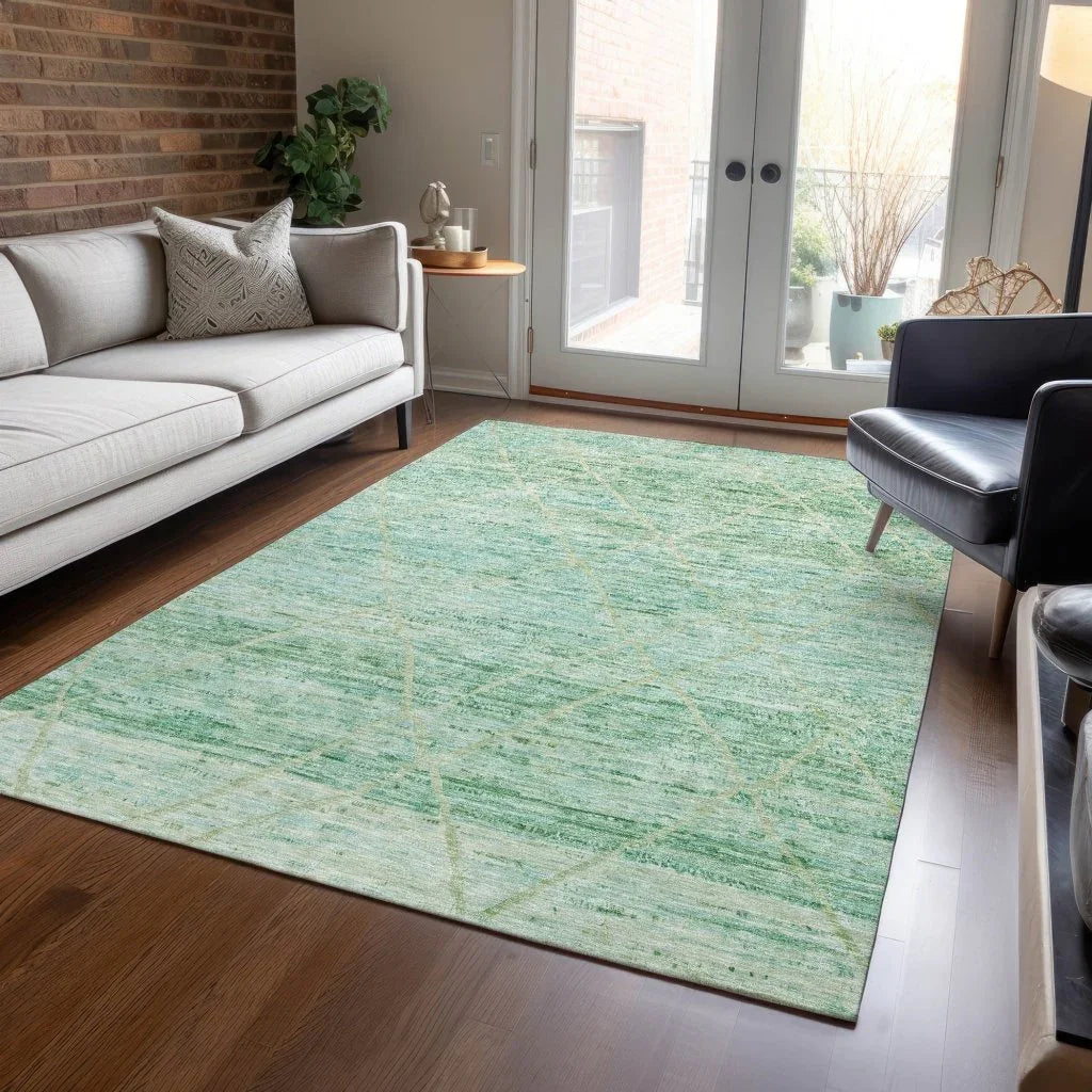 LOOMLAN Rugs Flamara Green Washable Indoor-Outdoor Rug