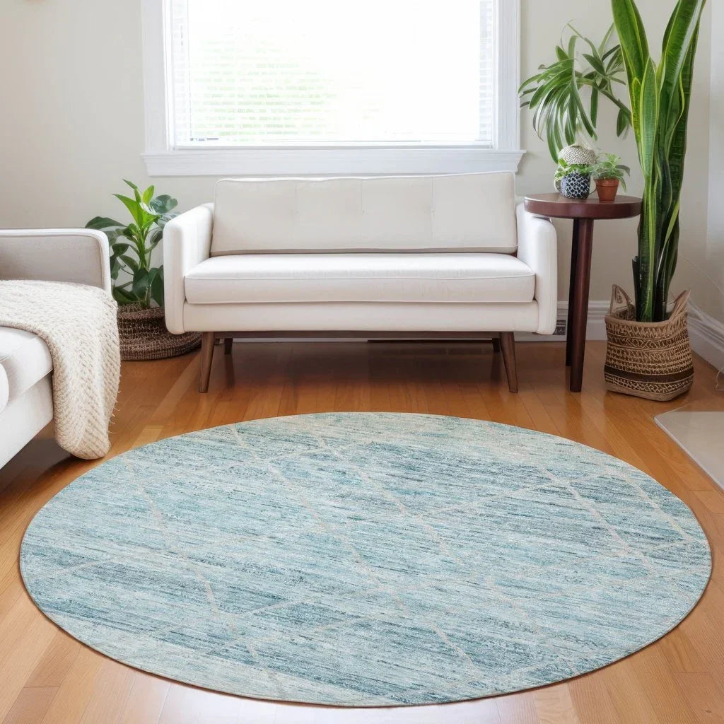 LOOMLAN Rugs Flamara Teal Washable Indoor-Outdoor Rug