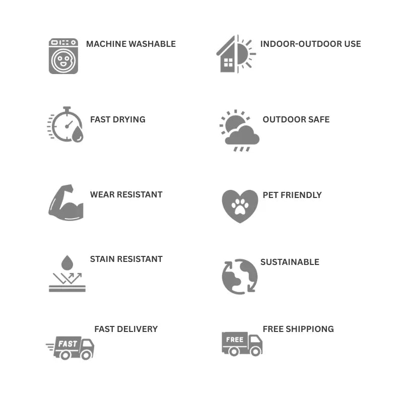LOOMLAN Rugs Flamara Teal Washable Indoor-Outdoor Rug