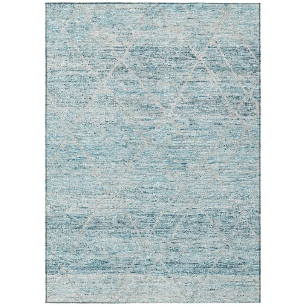 LOOMLAN Rugs Flamara Teal Washable Indoor-Outdoor Rug