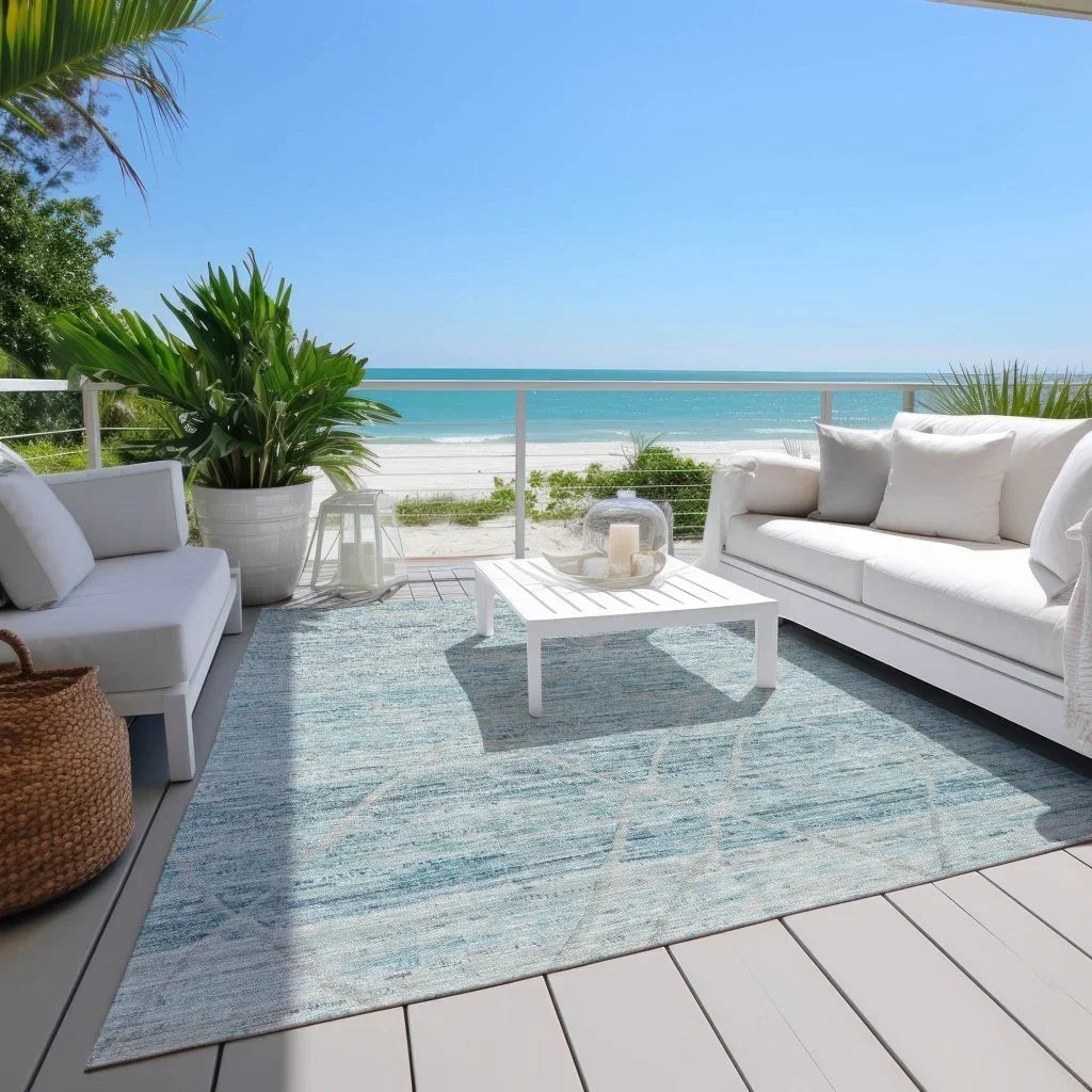 LOOMLAN Rugs Flamara Teal Washable Indoor-Outdoor Rug