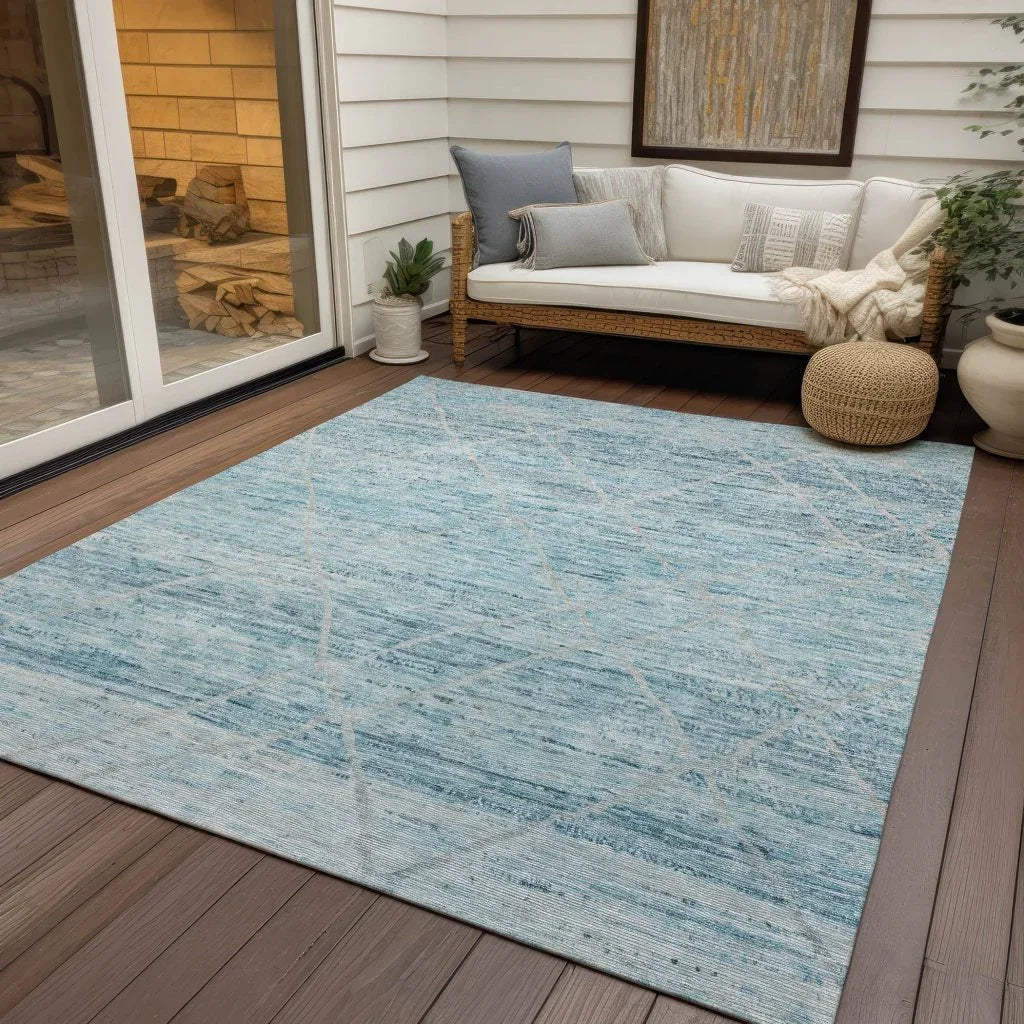 LOOMLAN Rugs Flamara Teal Washable Indoor-Outdoor Rug