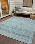 LOOMLAN Rugs Flamara Teal Washable Indoor-Outdoor Rug