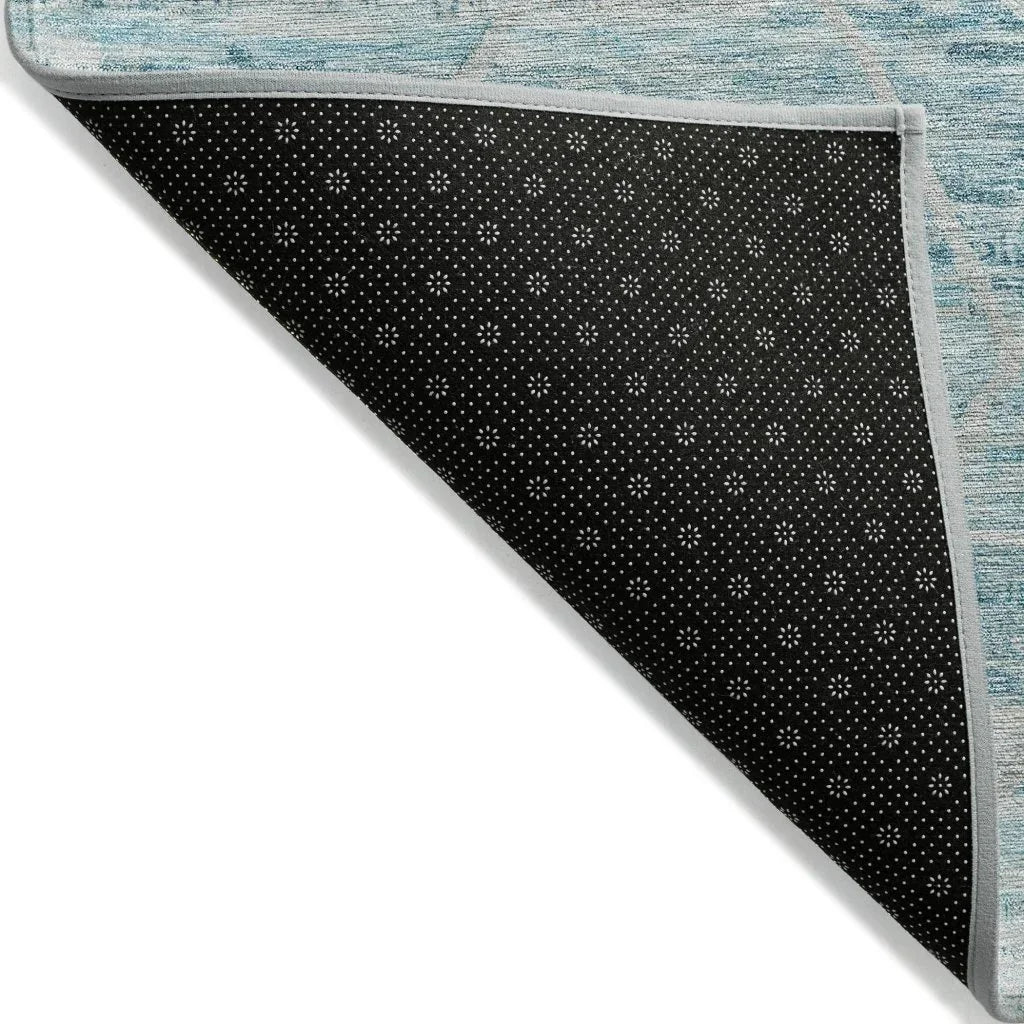 LOOMLAN Rugs Flamara Teal Washable Indoor-Outdoor Rug