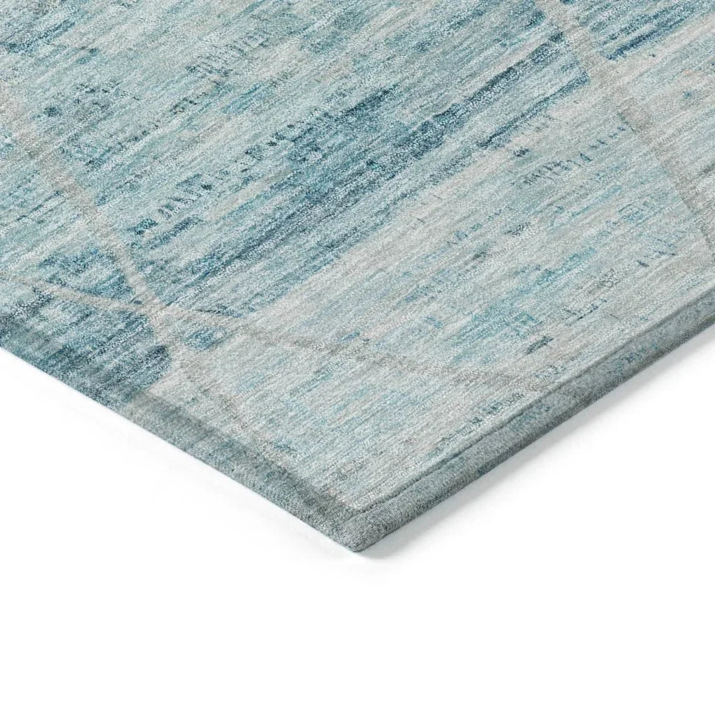 LOOMLAN Rugs Flamara Teal Washable Indoor-Outdoor Rug