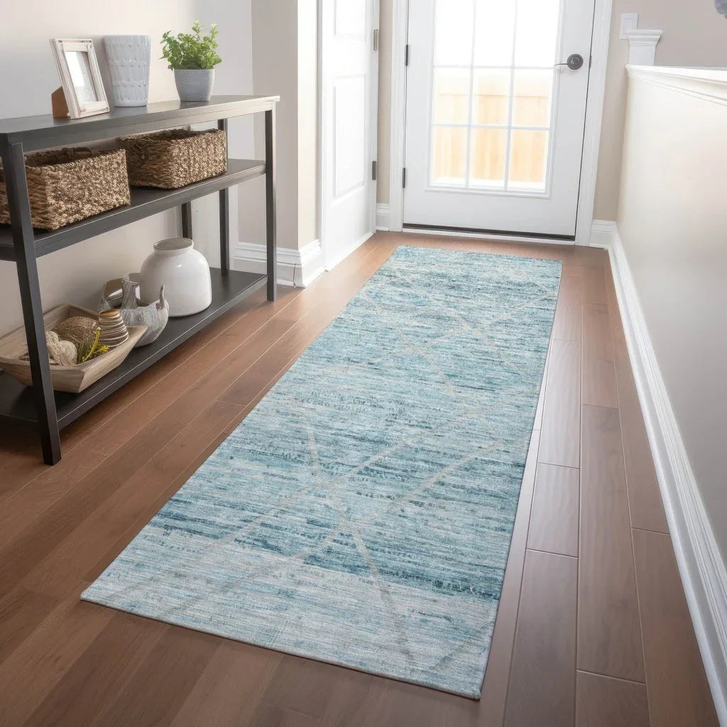 LOOMLAN Rugs Flamara Teal Washable Indoor-Outdoor Rug