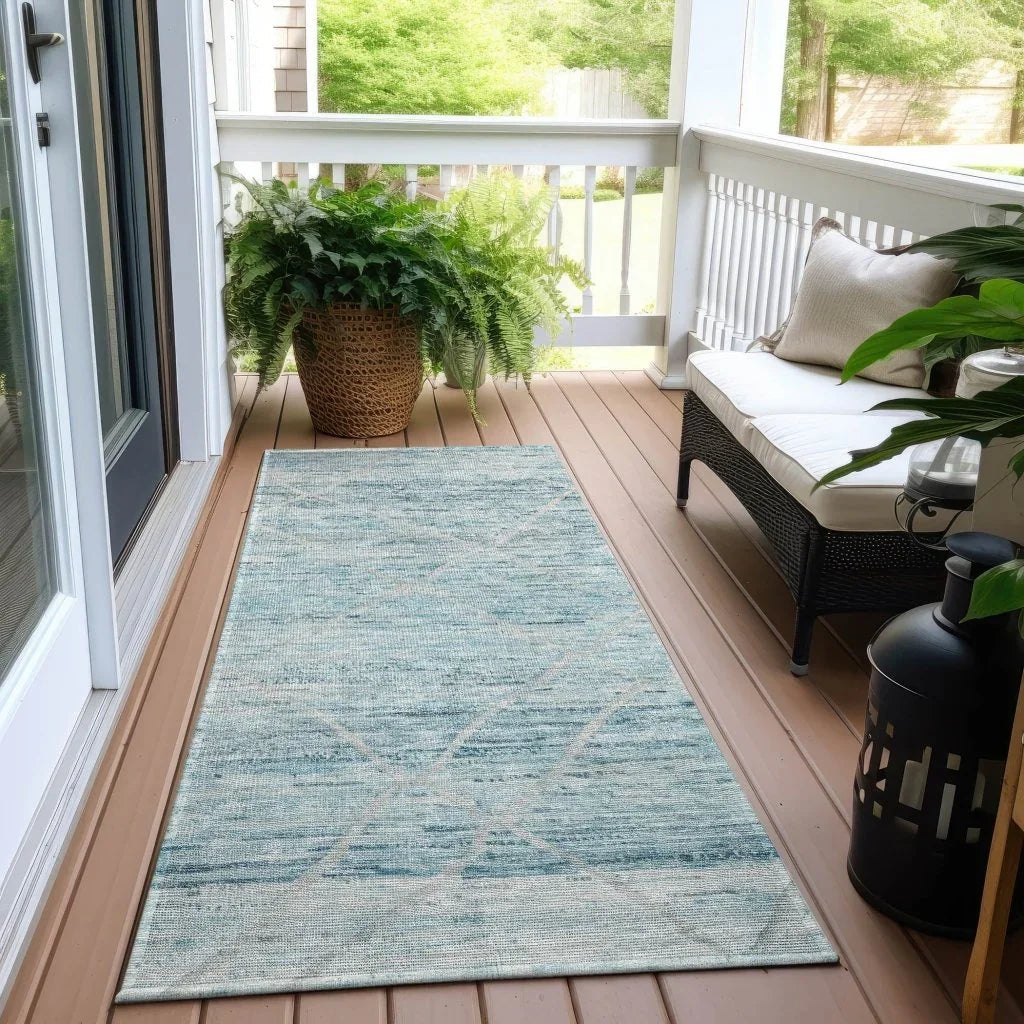 LOOMLAN Rugs Flamara Teal Washable Indoor-Outdoor Rug