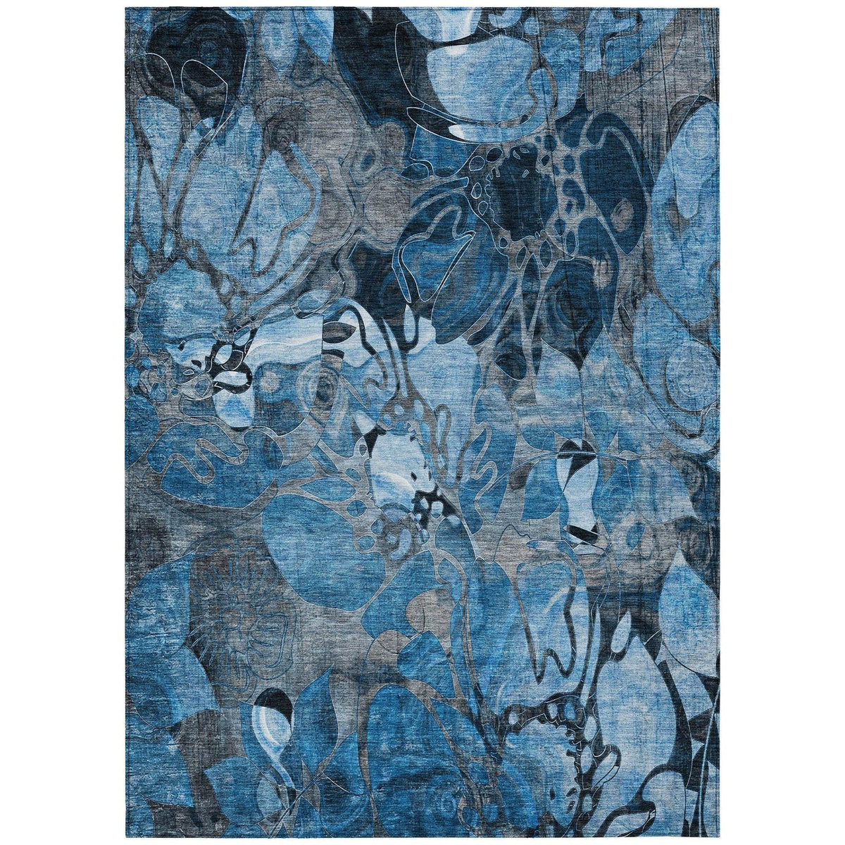 Addison Rugs Floral Blue Washable Indoor-Outdoor Rug