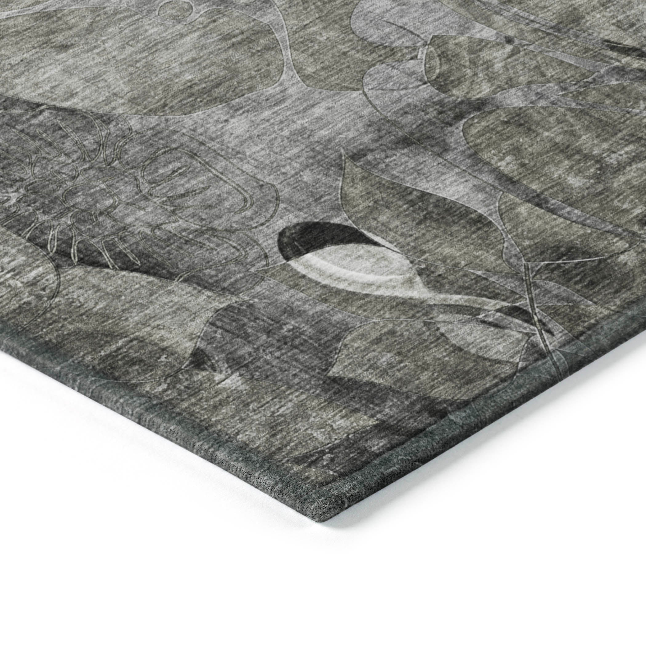 Addison Rugs Floral Grey Washable Indoor-Outdoor Rug