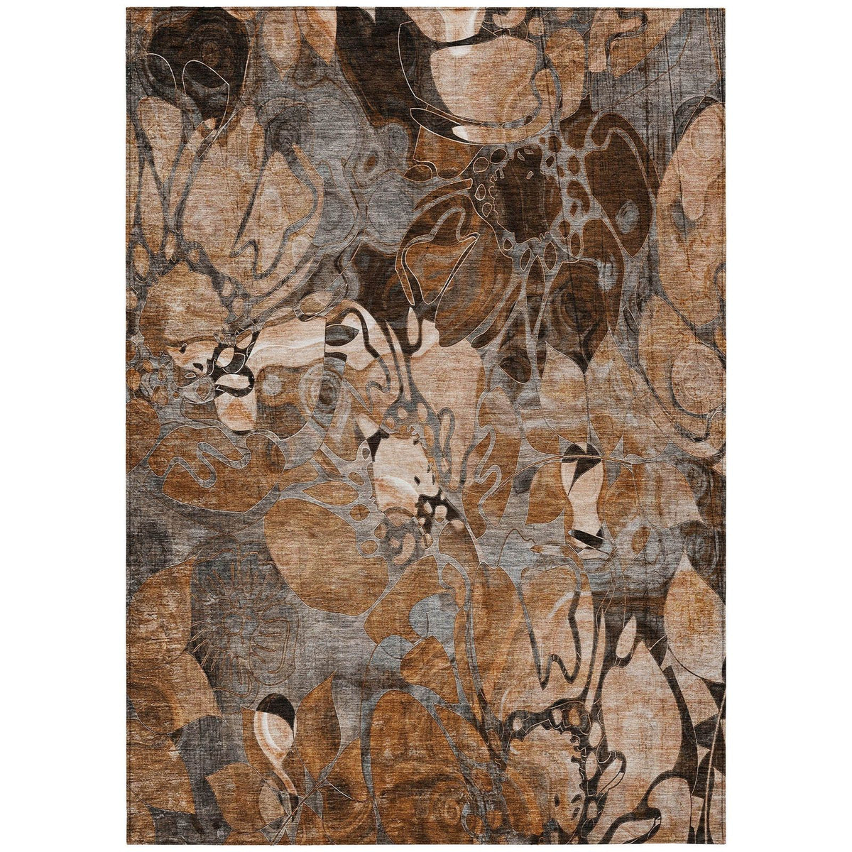 Addison Rugs Floral Orange Washable Indoor-Outdoor Rug