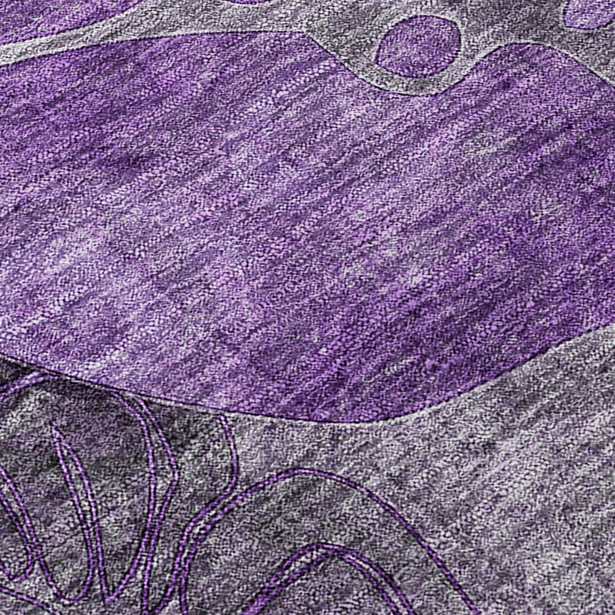 Addison Rugs Floral Purple Washable Indoor-Outdoor Rug with Matching Throw