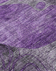 Addison Rugs Floral Purple Washable Indoor-Outdoor Rug with Matching Throw