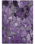 Addison Rugs Floral Purple Washable Indoor-Outdoor Rug with Matching Throw