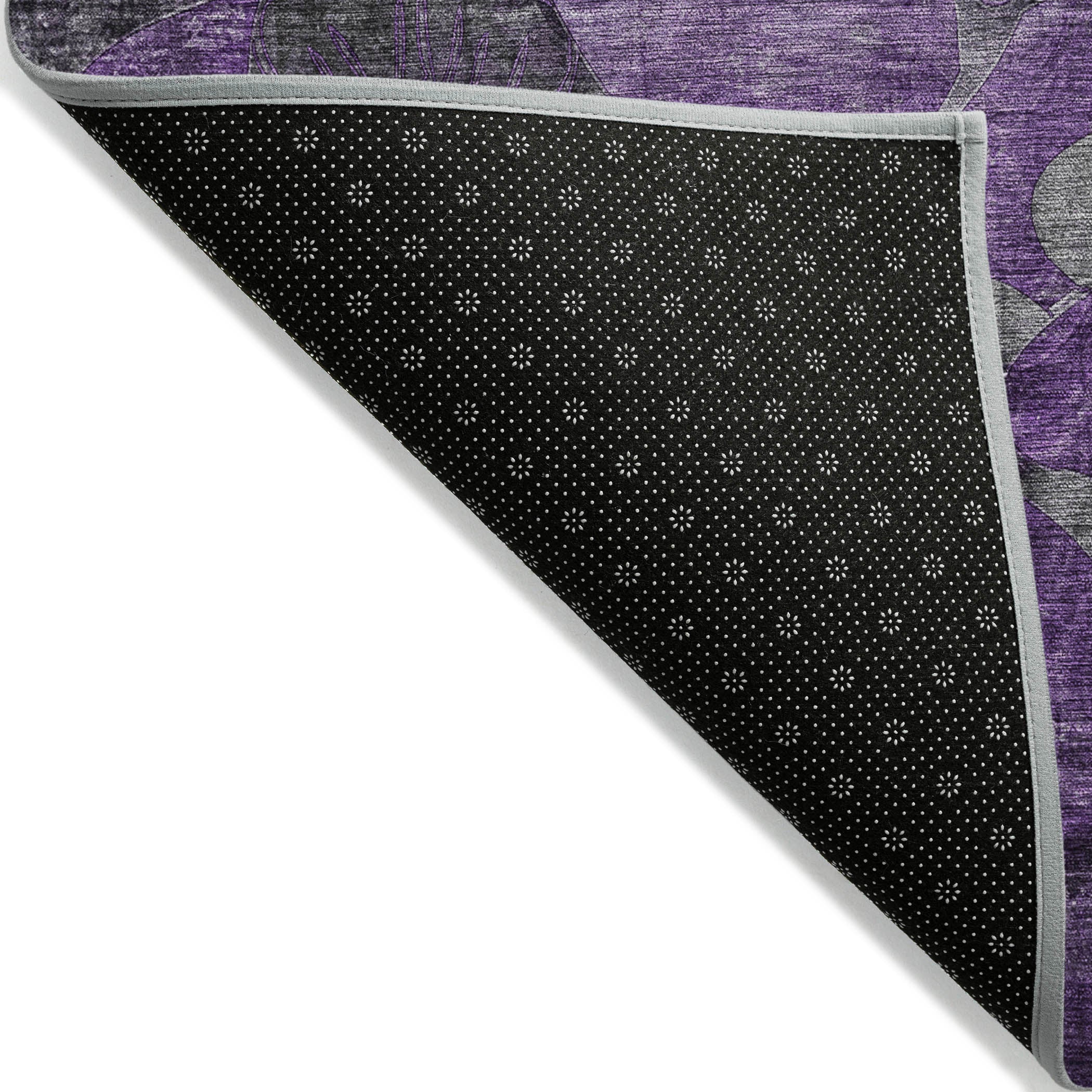 Addison Rugs Floral Purple Washable Indoor-Outdoor Rug with Matching Throw
