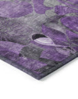 Addison Rugs Floral Purple Washable Indoor-Outdoor Rug with Matching Throw
