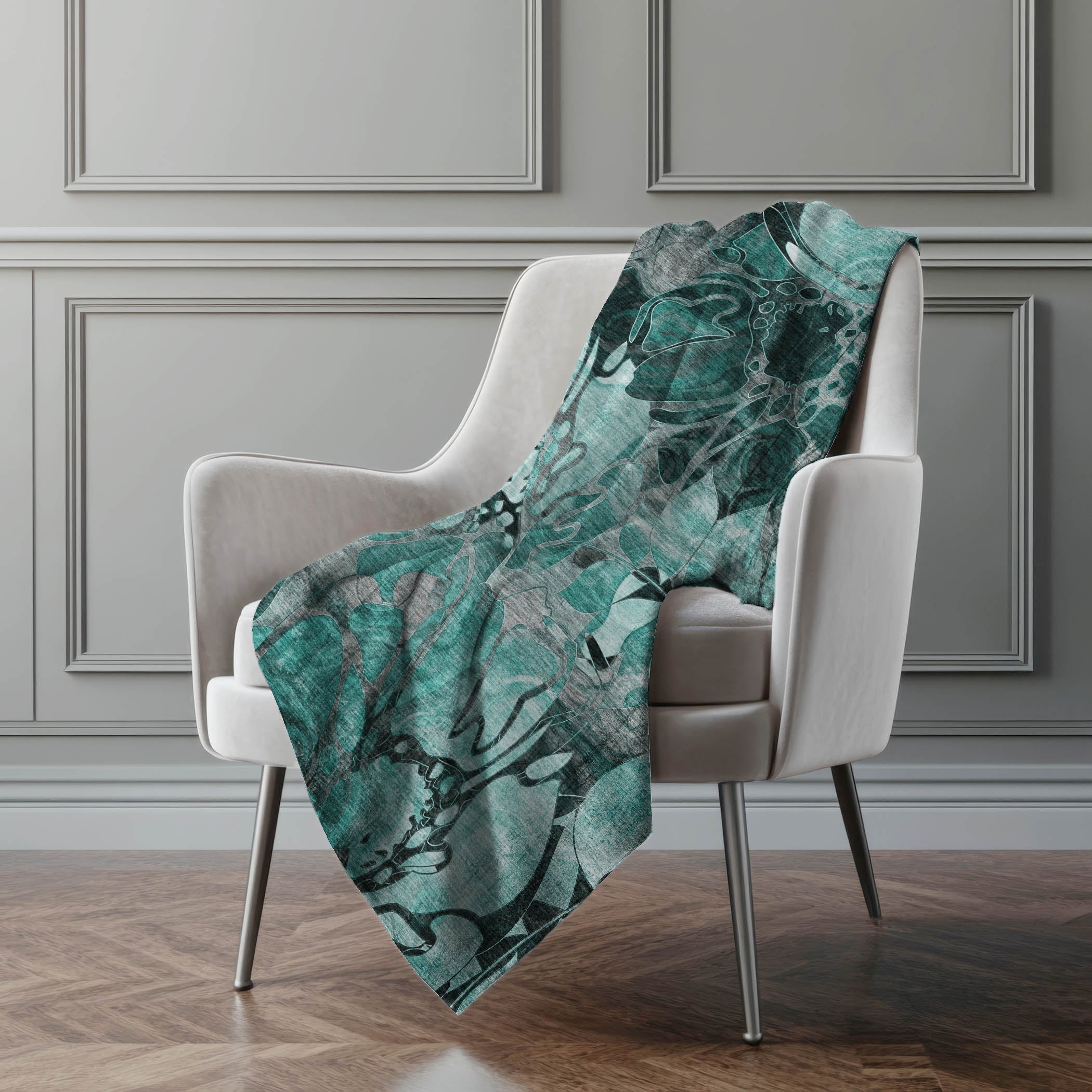 Addison Rugs Floral Teal Washable Indoor-Outdoor Rug