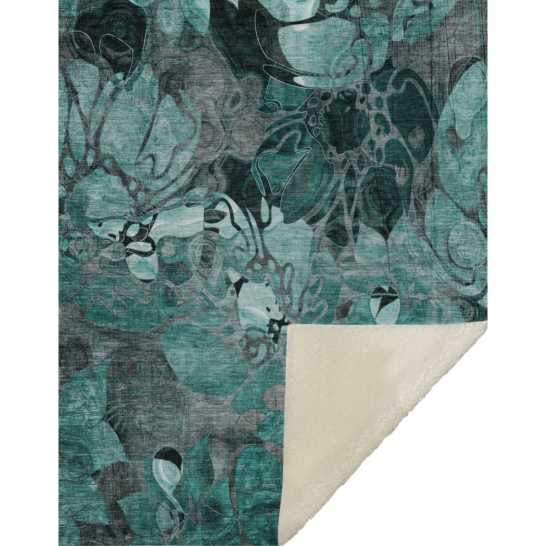 Addison Rugs Floral Teal Washable Indoor-Outdoor Rug