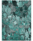 Addison Rugs Floral Teal Washable Indoor-Outdoor Rug