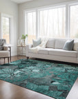 Addison Rugs Floral Teal Washable Indoor-Outdoor Rug